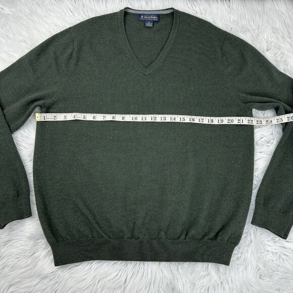 Brooks Brothers Men's Green Merino Wool V-Neck Long Sleeve Preppy Sweater XL/C44 - Picture 10 of 11